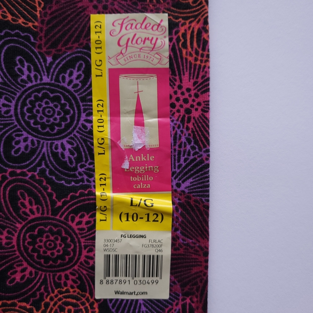 NWT Kids Girls Ankle Leggings Size L(10-12) - Picture 3 of 4